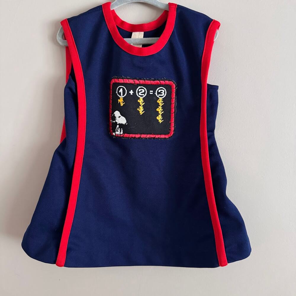 Vintage Danskin Snoopy and Woodstock Sleeveless Navy Blue Dress 1950s Size 4